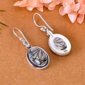 Black Rutilated Quartz 925 Sterling <b>Silver</b> <b>Earring</b> Gemstone Jewelry Handmade <b>Earring</b> Oval <b>Earring</b> Women Jewelry - Product Image 4