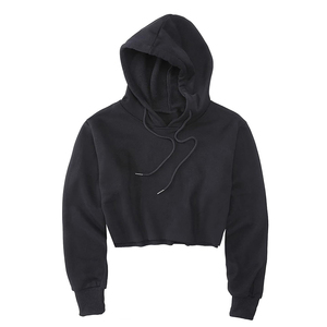 Sudadera corta con capucha para mujer, de felpa suave, manga larga, estilo casual urbano, corte holgado, con cordón ajustable, atuendo moderno. - Product Image 1