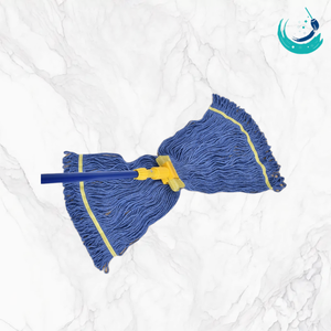 KSR High Quality Cotton Full Colour Yarn Kentucky Mop Heads with 5" Yellow Top Mesh Band for Floor Cleaning System Looped End - Product Image 2
