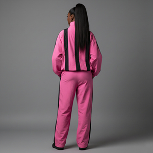 Women's <b>Pink</b> <b>Tracksuit</b> Set Full Length Loose Fit Half-Zip Hoodie Sweatpants Streetwear Breathable Polyester Acid Wash Winter - Product Image 2