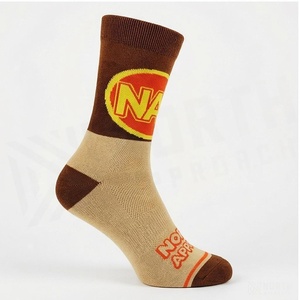 North Approach Crew <b>Socks</b> <b>Brown</b> Beige Letter Pattern Breathable Cotton Spandex Adult Casual Spring Season - Product Image 3