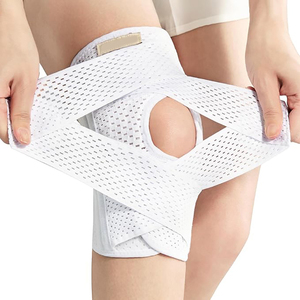Genouillère de compression réglable en néoprène à rotule ouverte, support sportif gris - Product Image 4