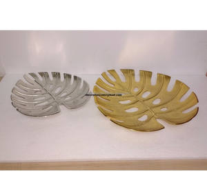 Vente en gros plateau de décoration en aluminium plaqué or fini plateau décoratif de Noël pour décoration de table avec la meilleure qualité d'Inde - Product Image 2