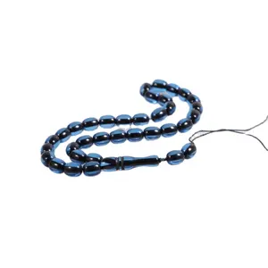 블루 컬러 10 MM 이슬람기도 묵주 앰버 새로운 모델기도 묵주 이슬람 Tasbih 구슬 Tasbih 수제