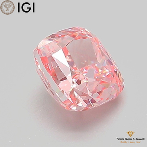 เพชร CVD รูปทรงสี่เหลี่ยมคุชชั่น น้ำหนัก 1.00 กะรัต รับรองโดย IGI ความสะอาดระดับ VS1 สีชมพูสดใส เหมาะสำหรับแหวนหมั้น - Product Image 5