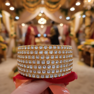 American Diamond Studded Gold Plated <b>Copper</b> <b>Bangles</b> for Wedding Engagement - Product Image 3