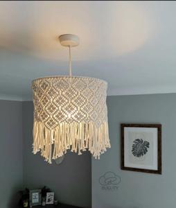 Bohemian Macrame Ceiling Lamp Shade With Tassels Round Indoor Home Decor Light Fixture - Product Image 3