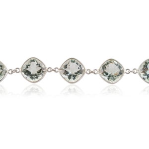 Stunning 925 Sterling Silver Cushion Cut Natural Green <b>Amethyst</b> Gemstone Fine Chain Link <b>Bracelet</b> For Women's - Product Image 5