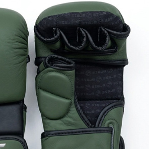 QST <b>Green</b> <b>Leather</b> MMA Fingerless Training <b>Gloves</b> Unisex Adjustable Wrist Strap Hook Loop Closure Lightweight Breathable Non-Slip - Product Image 2