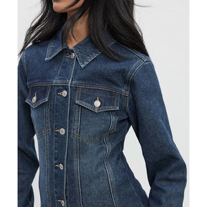 Women Oversized <b>Denim</b> <b>Jacket</b> Casual Button Front Blue Jean Coat Long Sleeve Fashion Outerwear Streetwear Style - Product Image 2