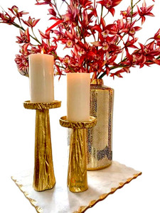 Porte-bougie en métal artisanal, écologique, de forme lotus, élégant et luxueux, pour la maison et l'hôtel - Product Image 2