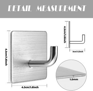 Waterproof Stainless Steel <b>Hooks</b> for Wall Without Drilling Heavy Duty <b>Bathroom</b> Kitchen Towel Wall <b>Hooks</b> for Hanging Strongly - Product Image 4