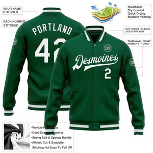 Custom Kelly Green <b>White</b> Varsity <b>Jacket</b> Unisex Full-Snap Letterman Bomber <b>Jacket</b> Wholesale Team Wear College Sport <b>Jacket</b> - Product Image 2