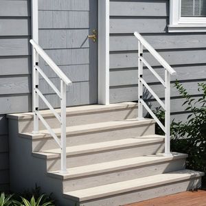 Transitional White Wrought Iron Handrail with Installation Kit Outdoor Handrails for 1-3 <b>Steps</b> - Product Image 5