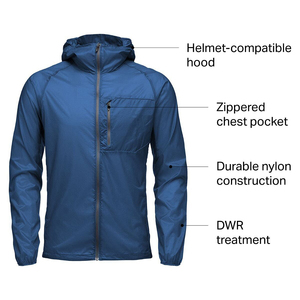 Chaqueta Cortavientos Ligera Impermeable con Capucha para Hombre, Deportiva, Transpirable, con Cierre de Cremallera, Azul - Product Image 4