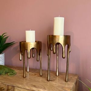 Decorative Metal Candle Holder Featuring Golden Finished Detailing For Modern Living Room Enhancement Projects - Product Image 1