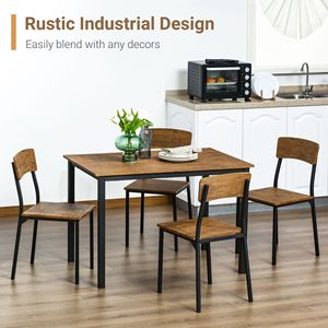 Ensemble de salle à manger 5 pièces de style industriel moderne, table extensible en noyer foncé et 3 chaises pour cuisine ou petite salle à manger - Product Image 4