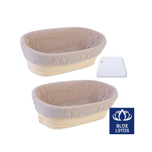 Bamboo <b>Bread</b> Proofing <b>Baskets</b> with Liners 2-Pack Reusable for Sourdough Artisan Baking - Product Image 1