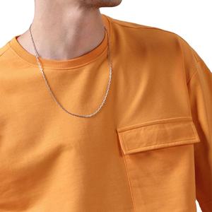 Nueva llegada de gran tamaño de hombro caído para hombre Camiseta de algodón en blanco con bolsillo frontal personalizado Anti-Pilling manga corta Camiseta de cuello redondo - Product Image 3
