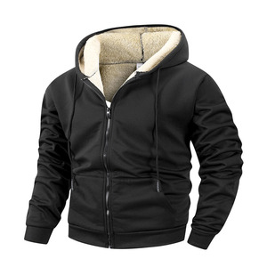 Veste personnalisée doublée en sherpa pour homme, épaisse, en polaire, à fermeture éclair intégrale, sweat à capuche chaud, manteau lourd, vente en gros - Product Image 1
