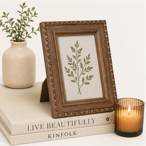 Hand-Carved Solid Wooden Photo <b>Frame</b> Rustic <b>Vintage</b> Style <b>Picture</b> <b>Frame</b> Tabletop Decorative Desktop Photo Holder For Home Decor - Product Image 2