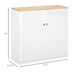 Mobiletto bianco autoportante con ante a persiana per cucina, soggiorno, corridoio, soluzione di archiviazione stabile per home bar - Product Image 3