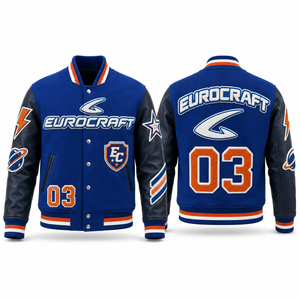 Men's Varsity <b>Jacket</b> Woolen Body Waterproof Windproof <b>Reversible</b> Embroidered Logo Winter Wear Quilted Lining - Product Image 4