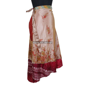 Faldas de seda indias de doble capa multiusos, faldas largas reversibles de seda mágica de 2 capas, faldas de seda indias. - Product Image 5