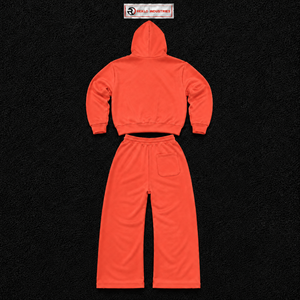 Conjunto Deportivo de Hombre Coral con Sudadera con Capucha y Logotipo Gráfico en el Pecho, Pantalones Jogger a Juego, Ropa Deportiva Casual - Product Image 6