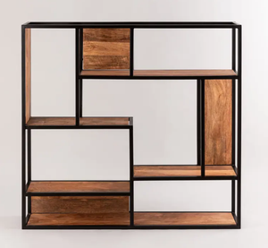 Nuevo Estante de Pared Redondo de Metal Industrial de Alta Calidad con Recubrimiento en Polvo, Diseño Moderno, Color Negro, con Madera de Mango - Product Image 1