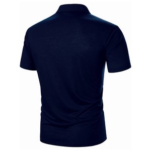 Polo de Manga Corta para Hombre, Azul a Rayas, Tejido, con Bolsillo, Estilo Casual, MOQ Bajo - Product Image 2