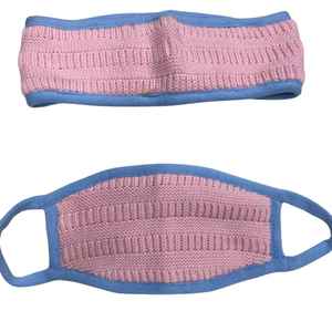 Ensemble bandeau et masque facial en tricot bleu et rose, accessoire d'hiver doux et extensible, logo personnalisé, OEM, vente en gros, approvisionnement en vrac - Product Image 1