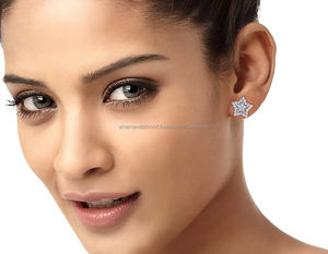 Elegant Unique Designer Fine Jewelry 925 Sterling <b>Silver</b> Large Star <b>Stud</b> Gold Plated Lab Grown Diamond Earrings Trendy Gift - Product Image 6