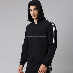 Vêtements Nardon Vente en gros Logo personnalisé Veste coupe-vent personnalisée à capuche zippée pour hommes Veste coupe-vent Nardon - Product Image 4