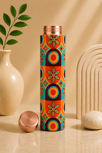 Rose Gold Floral Enamel <b>Copper</b> Water <b>Bottle</b> – Luxury Leakproof Ayurvedic <b>Copper</b> <b>Drinking</b> <b>Bottle</b> for Home Office Travel and Gift - Product Image 6