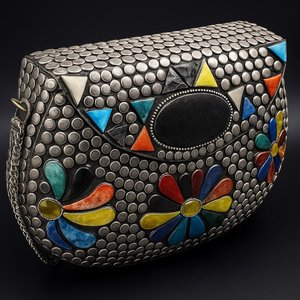 Bolso de Mano de Cuero de Moda con Correa de Cadena Dorada, Colores Mezclados, Patrón Ovalado, Forma Personalizada - Product Image 4