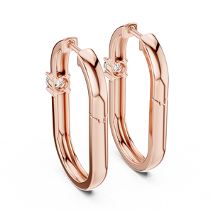 Pendientes de aro solitarios de oro rosa de 10 quilates con diamante Luna Spark - Product Image 3