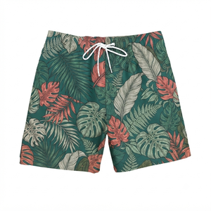 Shorts de bain pour homme, écologiques, respirants, à séchage rapide, tissés, taille mi-haute élastique, fermeture à cordon, 100% coton, style sportif - Product Image 1