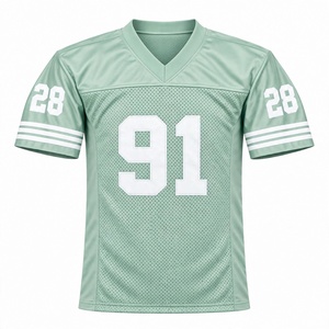 Jersey de Fútbol Americano Personalizado para Hombre, Transpirable, de Malla Ligera, Color Verde Menta, Sublimado, con el Número 91 Cosido, Uniforme de Equipo, Jersey de Práctica - Product Image 1