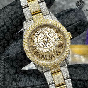 Montre de luxe Charm Jewels en acier inoxydable sertie de diamants, analogique à quartz, boîtier rond de 42 mm, fermoir pliant, unisexe - Product Image 3