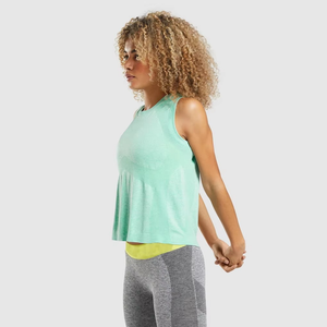 Camiseta sin mangas de punto para mujer, color verde menta, cuello redondo, transpirable, estilo casual, corte regular - Product Image 3