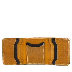 Brown Genuine <b>Leather</b> Men Trifold <b>Wallet</b> Minimalist Mini Cardholder Cash Slot Vintage Contrast Stitching Pocket <b>Small</b> Male Purse - Product Image 3