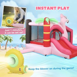 Grande Castello Gonfiabile Rosa per Esterni con Piscina di Palline e Canestro da Basket, con Ventilatore per Divertimento Interno/Esterno - Product Image 6