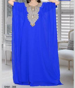 Abaya de poliéster con cuentas naranjas, larga hasta el suelo, cuello alto, manga larga, modesta, talla grande, para fiesta de noche, estilo de Oriente Medio para mujer - Product Image 3