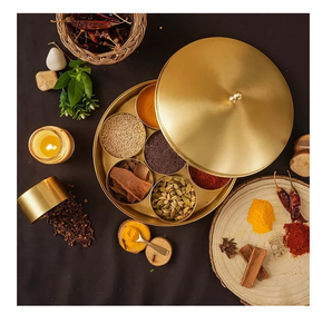 Brass Spice <b>Box</b> <b>Herb</b> & Spice Tools Hammered Lid Pure Brass Spice <b>Box</b> 7 Containers Kitchen Organizer Spices <b>Box</b> - Product Image 3