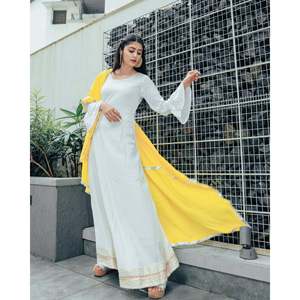 Robe en mousseline de coton blanc argenté taille XS - Product Image 4