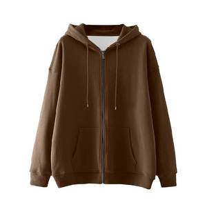 เสื้อฮู้ดซิปแบบยูนิเซ็กซ์ สีพื้น ทรงโอเวอร์ไซส์ สวมใส่สบายๆ สำหรับฤดูใบไม้ร่วง ผลิตจากผ้าฝ้ายถักแบบเฟรนช์เทอร์รี่ - Product Image 1
