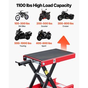 Sollevatore a Forbice per Moto con Perno di Bloccaggio per Piattaforma Larga da 1100 Libbre, per Cavalletto a Manovella in Acciaio con Foro Centrale da 3,74-13,38 Pollici - Product Image 2