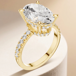 Luxury Style 14Kt 18Kt Gold 4ct Oval cut Lab Grown Diamond Ring for Women Rhodium Plated Bridal Wedding Engagement Jewelry Gift - Product Image 1