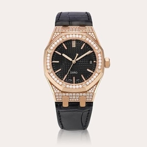 Montre mécanique haut de gamme pour homme, ton or rose, lunette sertie de diamants, bracelet en cuir noir de luxe, verre saphir, montre en moissanite - Product Image 1